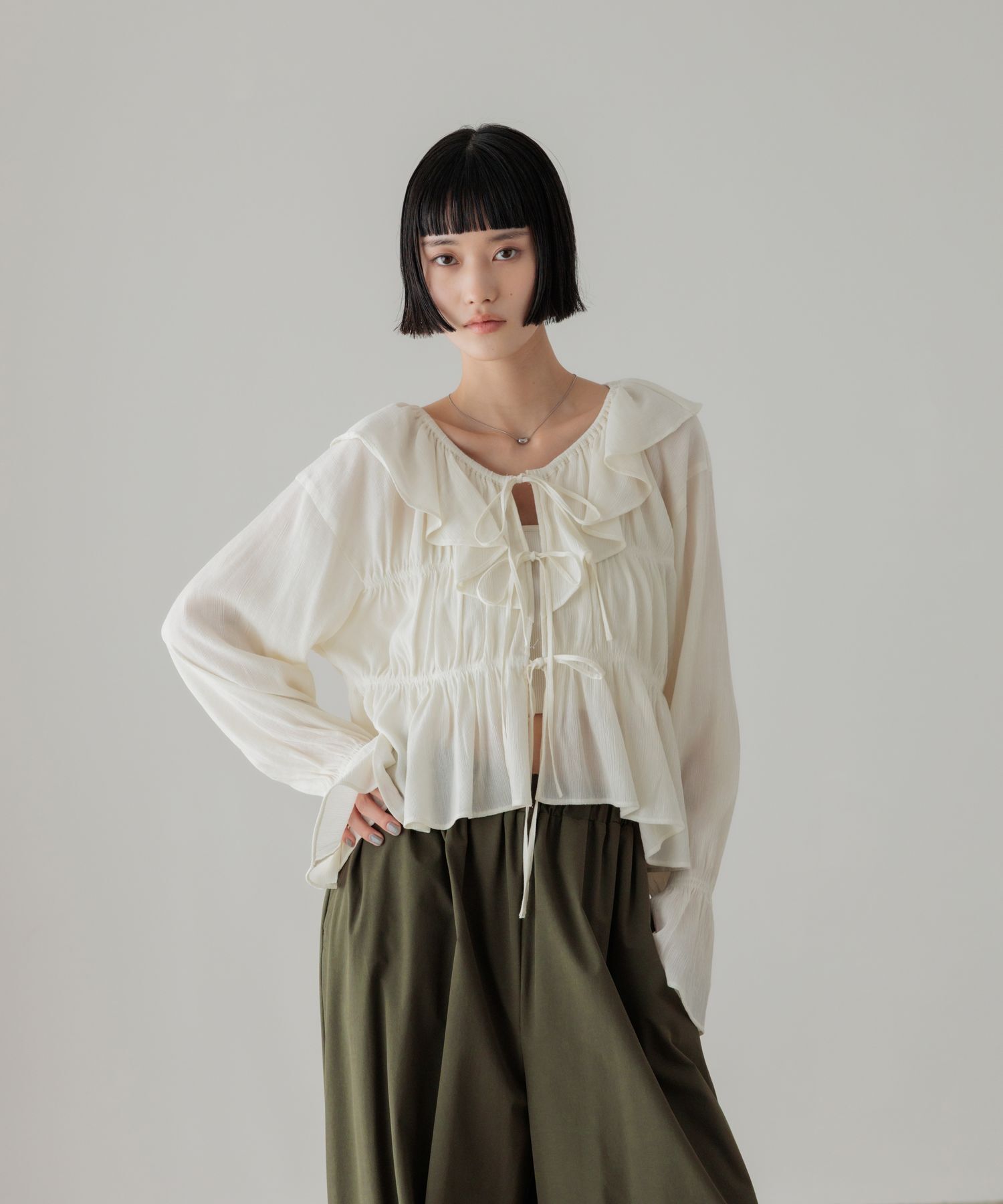 LOWRYS FARM「ヨウリュウシャーリングフリルブラウス」|シャツ・ブラウス|