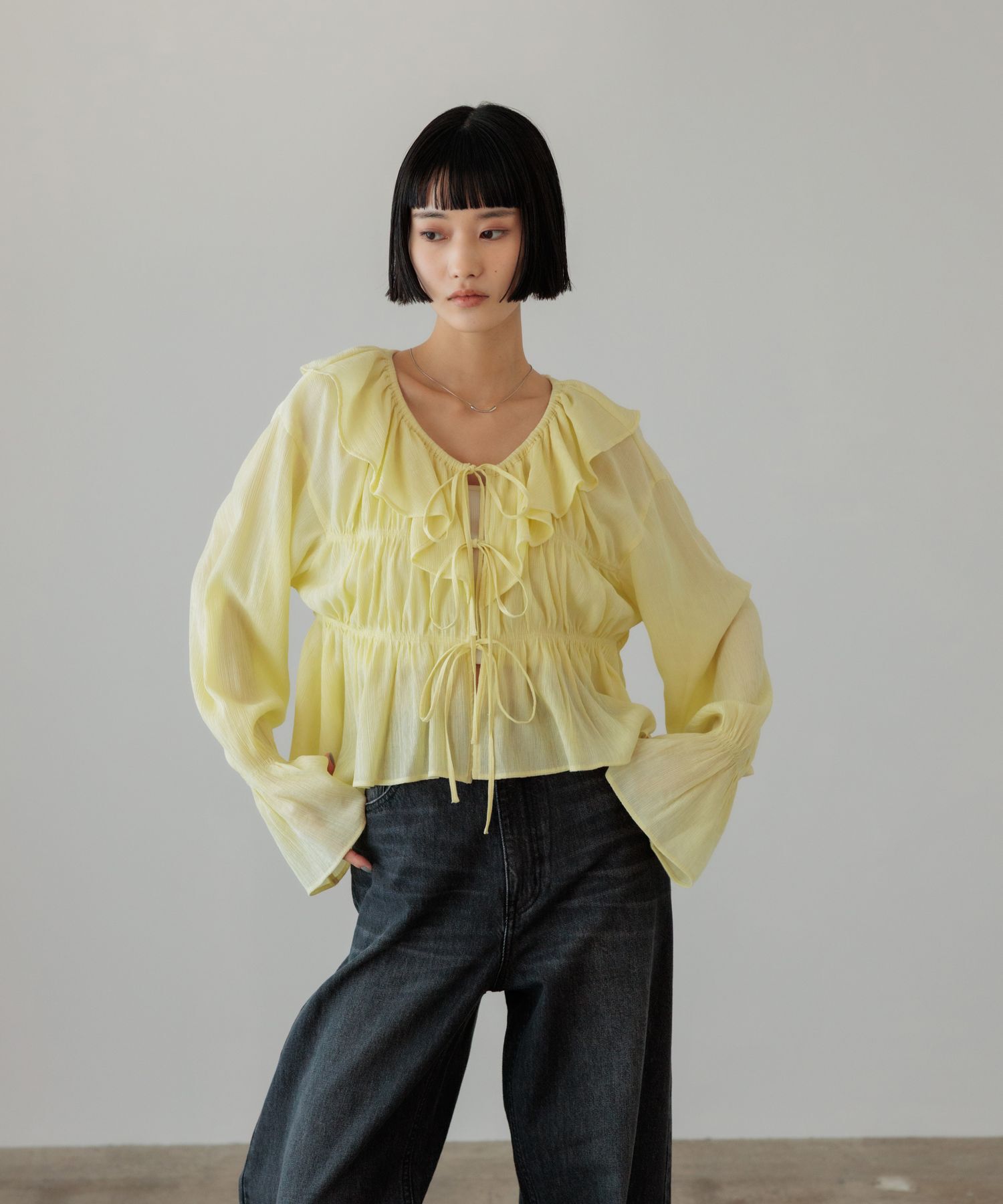 LOWRYS FARM「ヨウリュウシャーリングフリルブラウス」|シャツ・ブラウス|YEL2