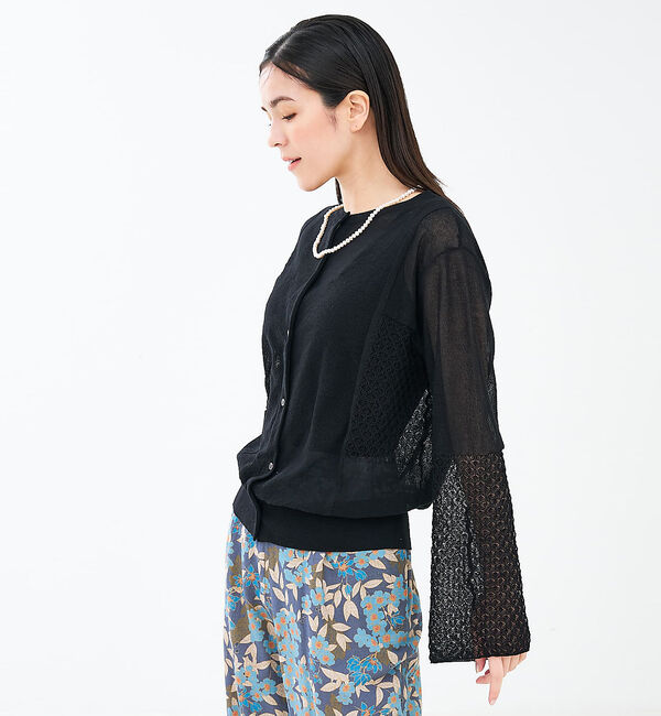 collex「リネンタッチ透かし柄カーディガン」|カーディガン|