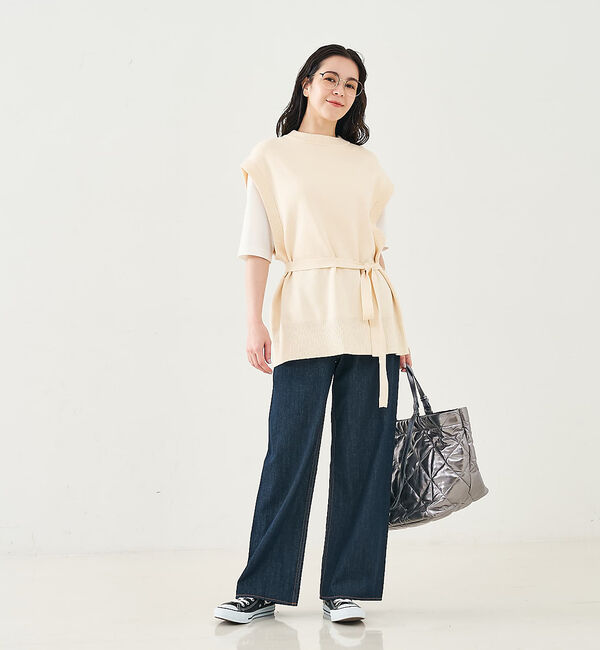 collex「ベルト付バックスリットニットベスト」|ベスト・ジレ|