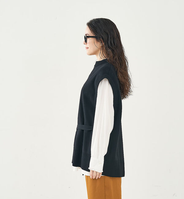 collex「ベルト付バックスリットニットベスト」|ベスト・ジレ|