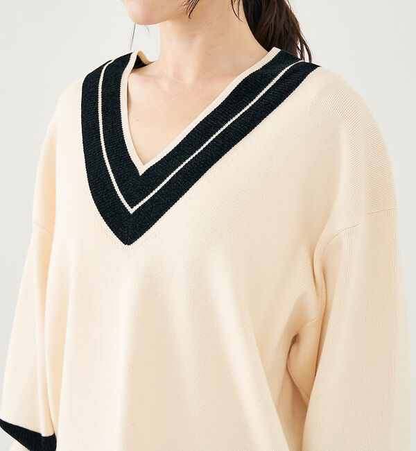 collex「配色ラインVネックニットプルオーバー」|ニット・セーター|