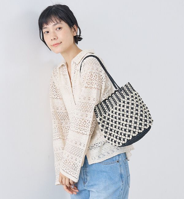 collex「【ANANS】SMALL マクラメワックスコードミックストートバッグ【予約】」|かごバッグ|