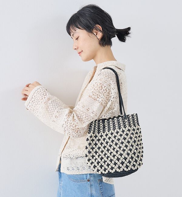collex「【ANANS】SMALL マクラメワックスコードミックストートバッグ【予約】」|かごバッグ|