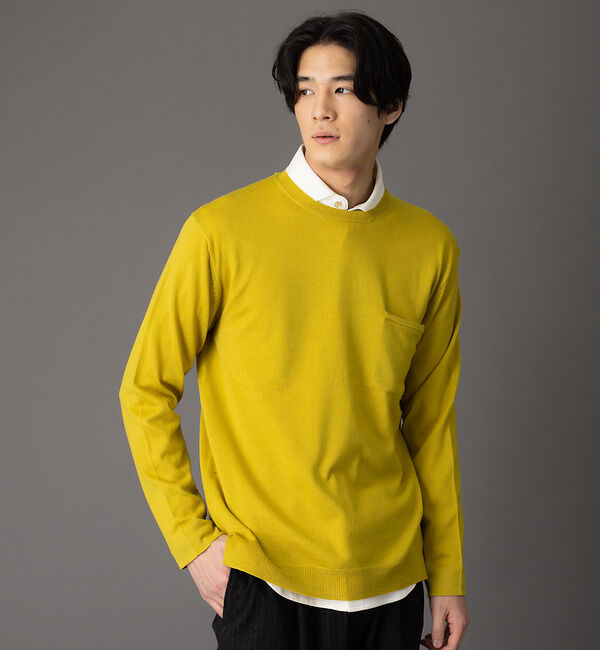 ABAHOUSE「【エクストラファインメリノ】ウォッシャブル＆毛玉レス ニット」|ニット・セーター|マスタード