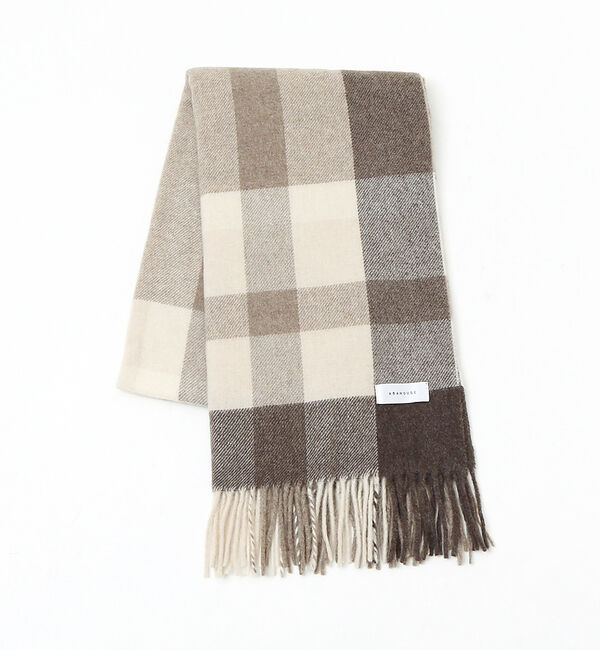 ABAHOUSE「イタリア製 ウール&times;カシミヤ チェック柄 マフラー 50&times;190」|マフラー|ベージュ