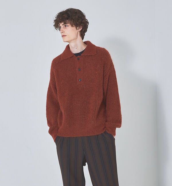 ABAHOUSE「【アルパカブレンド】シャギー ニットポロ」|ニット・セーター|