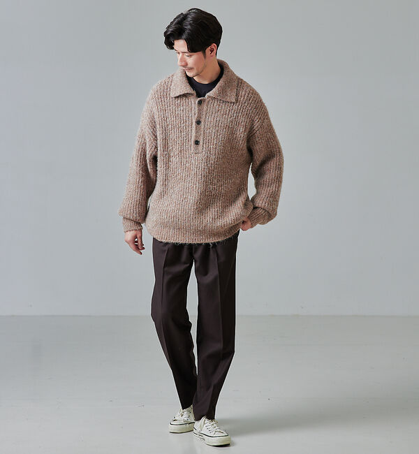ABAHOUSE「【アルパカブレンド】シャギー ニットポロ」|ニット・セーター|