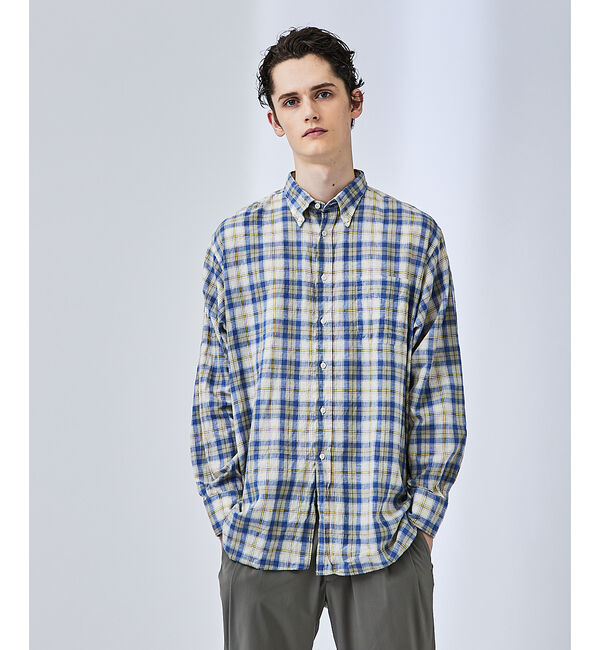 ABAHOUSE「【別注】Individualized shirts / ボタンダウン チェックシ」|シャツ・ブラウス|ブルー
