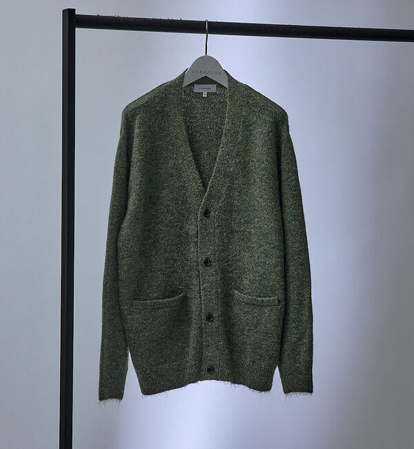ABAHOUSE「アルパカブレンド シャギーニット カーディガン」|カーディガン|グリーン