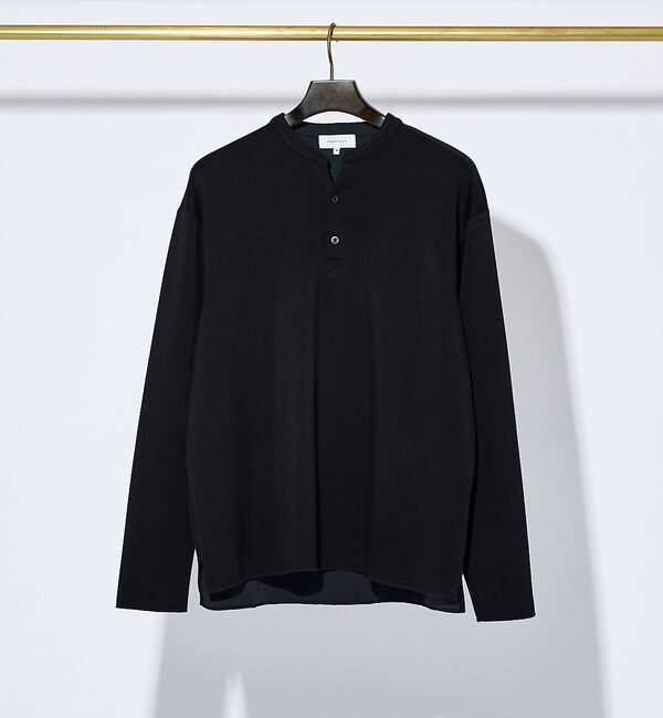 ABAHOUSE「Vネック スキッパー 長袖Tシャツ」|Tシャツ・カットソー|ブラック