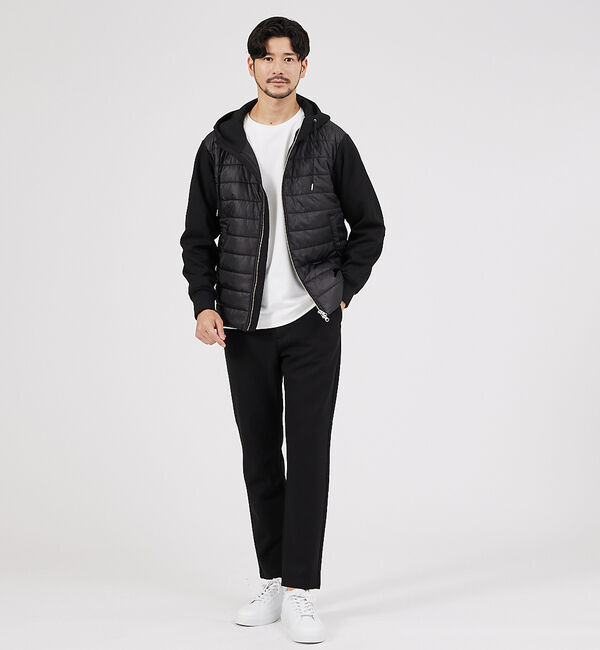 ABAHOUSE「【MASCHILE】セットアップ対応/チェック リンクス ニット フードブルゾン」|ブルゾン・スタジャン|