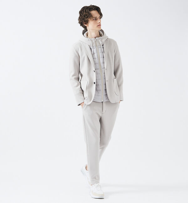 ABAHOUSE「【MASCHILE】セットアップ対応/チェック リンクス ニット フードブルゾン」|ブルゾン・スタジャン|