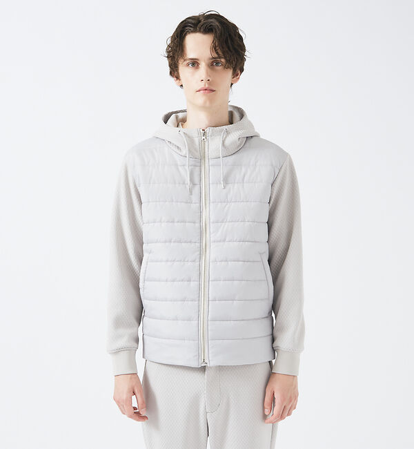 ABAHOUSE「【MASCHILE】セットアップ対応/チェック リンクス ニット フードブルゾン」|ブルゾン・スタジャン|