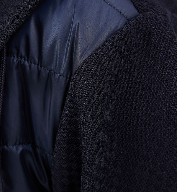 ABAHOUSE「【MASCHILE】セットアップ対応/チェック リンクス ニット フードブルゾン」|ブルゾン・スタジャン|