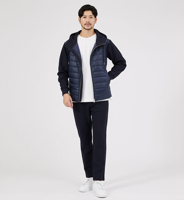 ABAHOUSE「【MASCHILE】セットアップ対応/チェック リンクス ニット フードブルゾン」|ブルゾン・スタジャン|