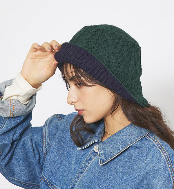ABAHOUSE「【RUBEN/ルーベン】REVERSIBLE KNIT BUKET HAT/リバ」|その他|グリーン