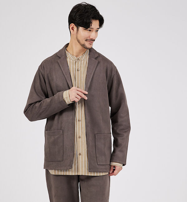 ABAHOUSE「【セットアップ対応】ネオスエード ジャケット カーディガン / シルキータッチ」|カーディガン|