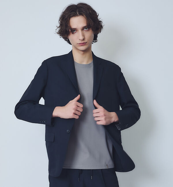 ABAHOUSE「【セットアップ対応】リネンライク ライトジャケット / 軽量 ストレッチ 手洗い」|テーラードジャケット|ブラック