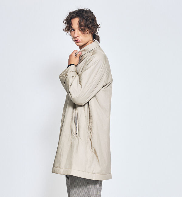 ABAHOUSE「ワッシャーナイロン 中綿パデットコート / Padded Half Coat /」|ステンカラーコート|ベージュ