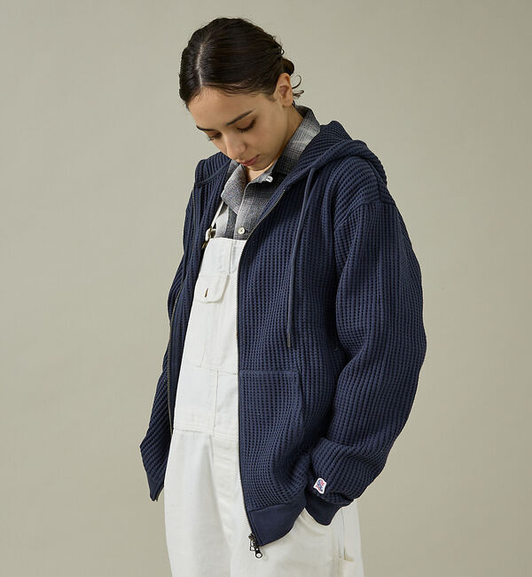 ABAHOUSE「【JEMORGAN /ジェーイーモーガン】ビッグワッフルWジップパーカー/フーデ」|パーカー|ネイビー