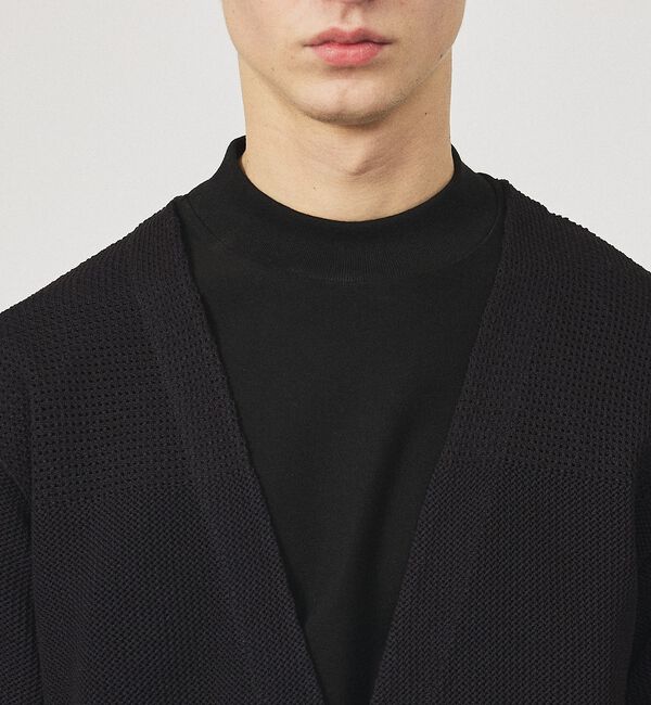 ABAHOUSE「2トーン シアーメッシュ 1ボタン カーディガン」|カーディガン|