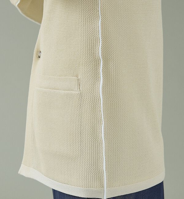 ABAHOUSE「2トーン シアーメッシュ 1ボタン カーディガン」|カーディガン|