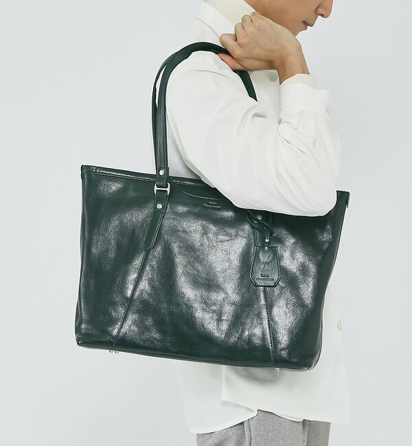alfredoBANNISTER「【SEEKER 別注】定番 レザートート / A4サイズ対応 キーストラップ付き」|トートバッグ|グリーン