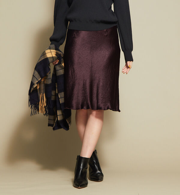 Rouge vif「【BAILA&times;佐藤佳菜子コラボ】サテンミニスカート」|スカート|ブラウン