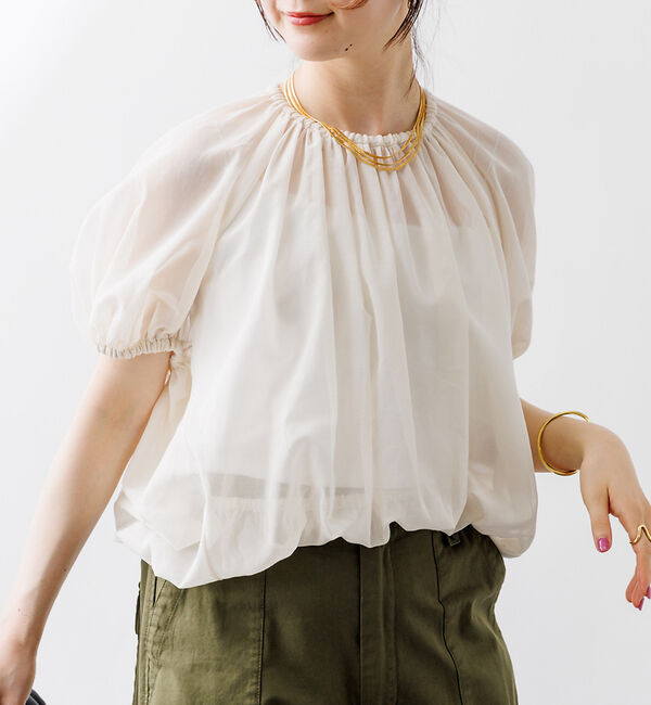 Rouge vif「コットンボイルギャザーブラウス」|シャツ・ブラウス|オフホワイト