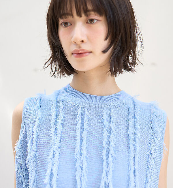 Rouge vif「フリンジニットノースリーブプルオーバー」|ニット・セーター|