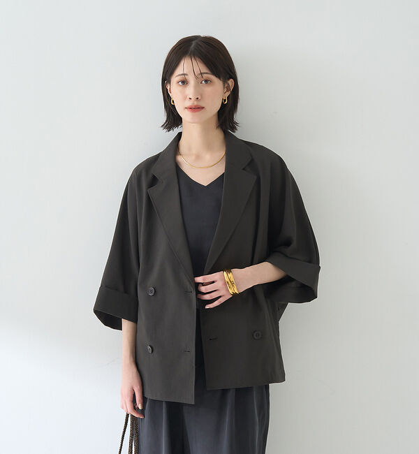 Rouge vif「撥水ドルマンハーフスリーブジャケット」|テーラードジャケット|