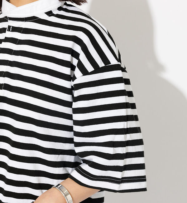 Rouge vif「【BARBARIAN/バーバリアン】ヘンリーネック ボーダーＴ / 半袖 / プ」|Tシャツ・カットソー|