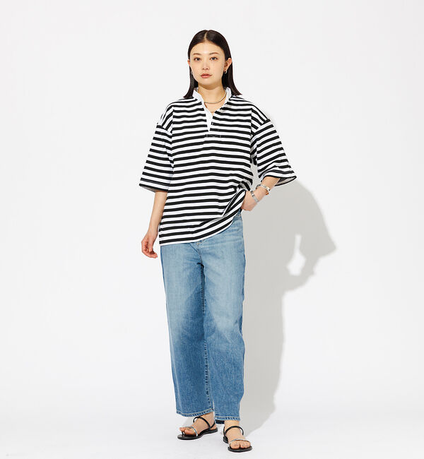 Rouge vif「【BARBARIAN/バーバリアン】ヘンリーネック ボーダーＴ / 半袖 / プ」|Tシャツ・カットソー|