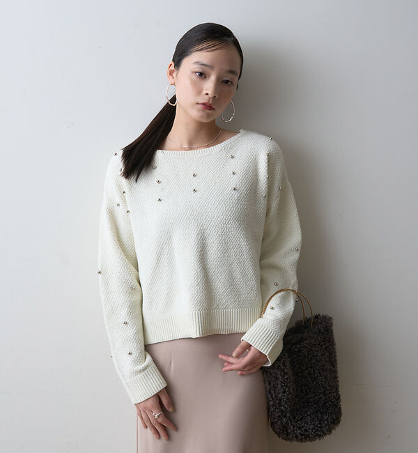 Rouge vif「【一部店舗限定】ビジューニットプルオーバー」|ニット・セーター|