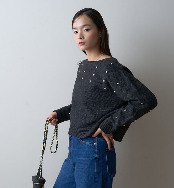 Rouge vif「【一部店舗限定】ビジューニットプルオーバー」|ニット・セーター|