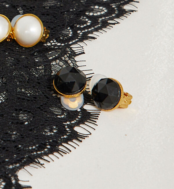 Rouge vif「【Caline Paris /カリーヌパリ 】ブラックストーンイヤリング」|ピアス|