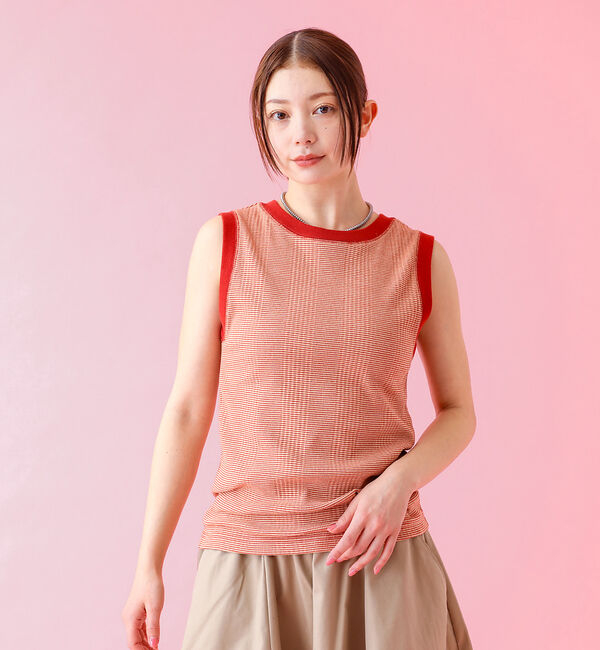 Rouge vif「【JOHNBULL/ジョンブル】クールタッチ ランダムテレコ タンクトップ /」|キャミソール|