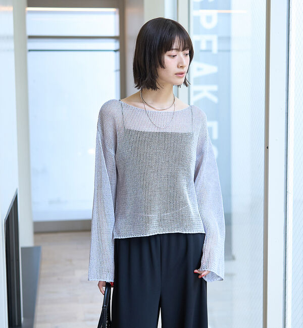 Rouge vif「シアーメッシュペーパーニットプルオーバー」|ニット・セーター|