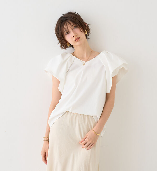 Rouge vif「【一部店舗限定】Vネックボリュームスリーブブラウス」|シャツ・ブラウス|