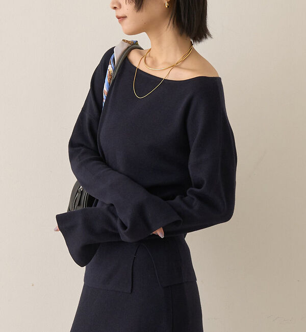 Rouge vif「【セットアップ対応】フレアドルマンニットプルオーバー」|ニット・セーター|ダークネイビー