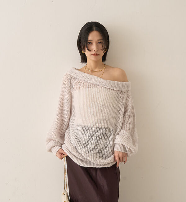 Rouge vif「モヘア混オフショルラメニットプルオーバー」|ニット・セーター|