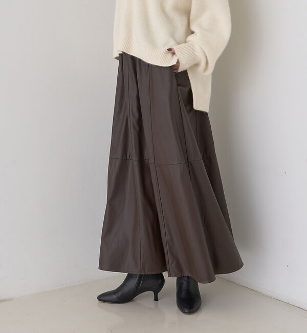 Rouge vif「フェイクレザーフレアスカート」|スカート|