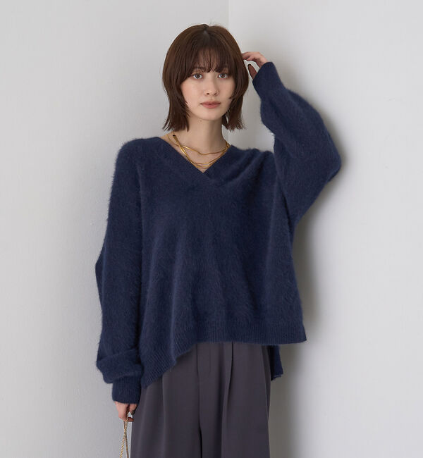 Rouge vif「フォックスウールVネックスリットニットプルオーバー」|ニット・セーター|