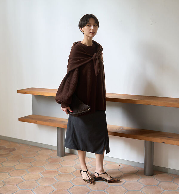 Rouge vif「【ストールセット】ポケット付片畦ニットプルオーバー」|ニット・セーター|