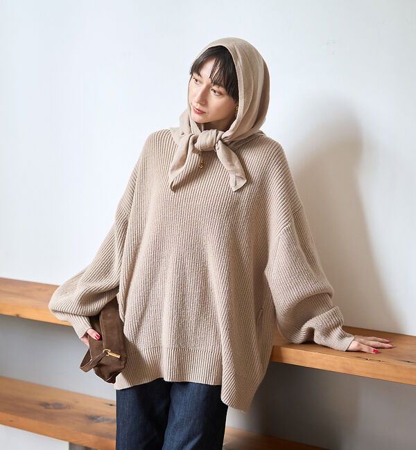 Rouge vif「【ストールセット】ポケット付片畦ニットプルオーバー」|ニット・セーター|