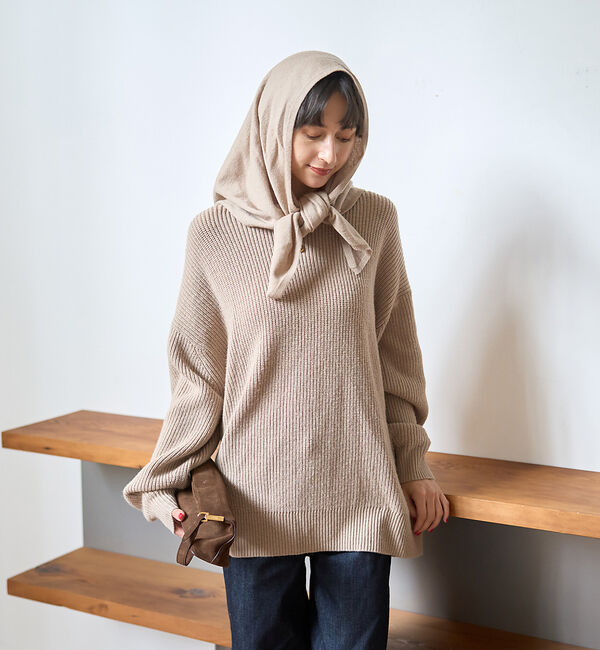 Rouge vif「【ストールセット】ポケット付片畦ニットプルオーバー」|ニット・セーター|