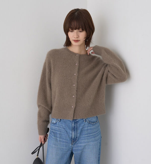 Rouge vif「フォックスウールクルーネッククルミ釦カーディガン」|カーディガン|