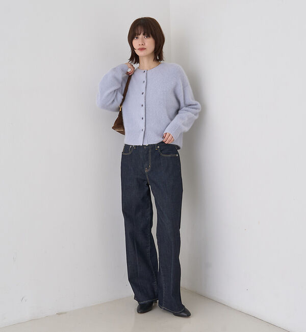 Rouge vif「フォックスウールクルーネッククルミ釦カーディガン」|カーディガン|