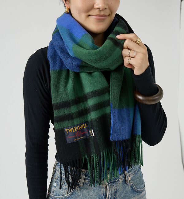 Rouge vif「【定番人気】【2025AW新作】【TWEEDMILL/ツイードミル】大判ストール」|マフラー|グリーン